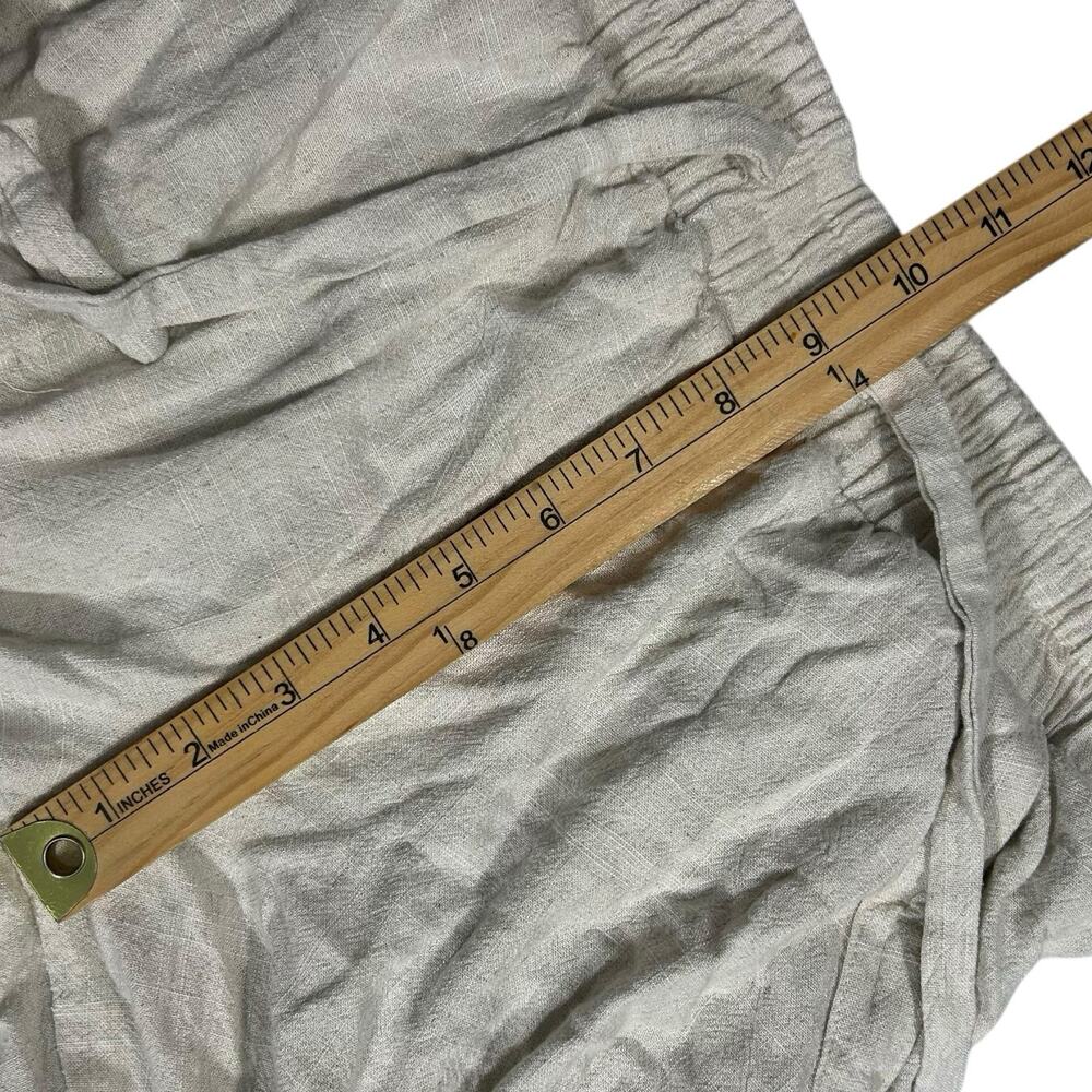 Sienna Sky Women’s L Pants Wide Leg Linen Blend Cream Oatmeal Elastic Waist - Picture 8 of 13